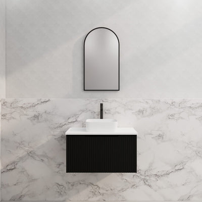 Riva Vienna 750mm Matte Black Single Bowl Wall Hung Vanity (Carrara Stone top) - Sydney Home Centre