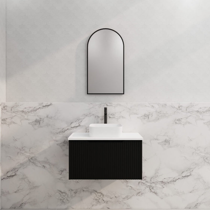 Riva Vienna 750mm Matte Black Single Bowl Wall Hung Vanity (Carrara Stone top) - Sydney Home Centre