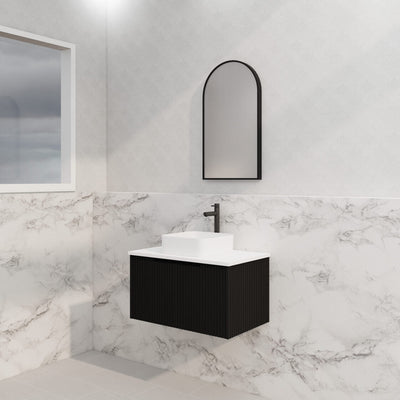 Riva Vienna 750mm Matte Black Single Bowl Wall Hung Vanity (Volvo Polymarble Top) - Sydney Home Centre