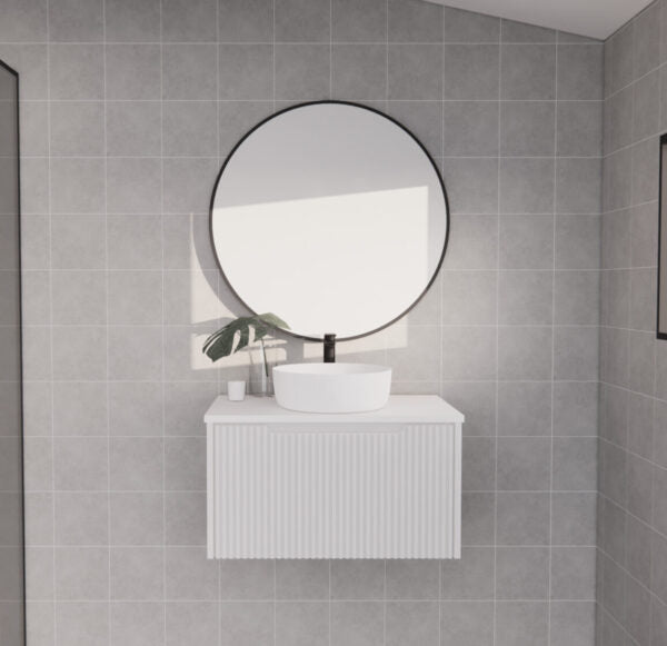 Riva Vienna 750mm Matte White Single Bowl Wall Hung Vanity (Handy Ceramic Top) - Sydney Home Centre