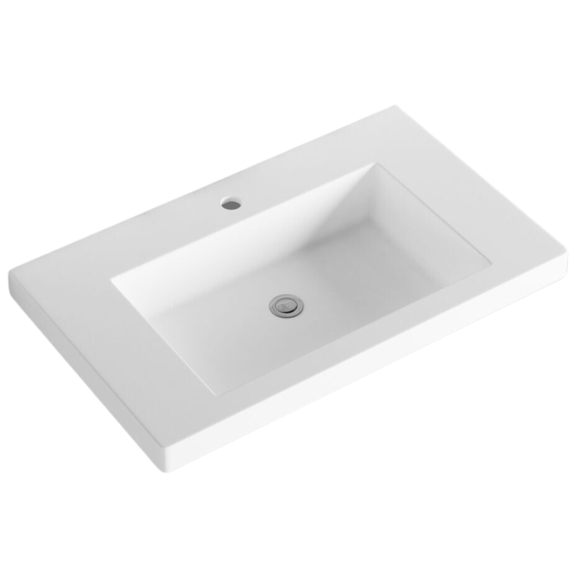 Riva Vienna 750mm Matte White Single Bowl Wall Hung Vanity (Volvo Polymarble Top) - Sydney Home Centre