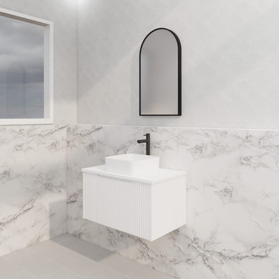 Riva Vienna 750mm Matte White Single Bowl Wall Hung Vanity (Volvo Polymarble Top) - Sydney Home Centre