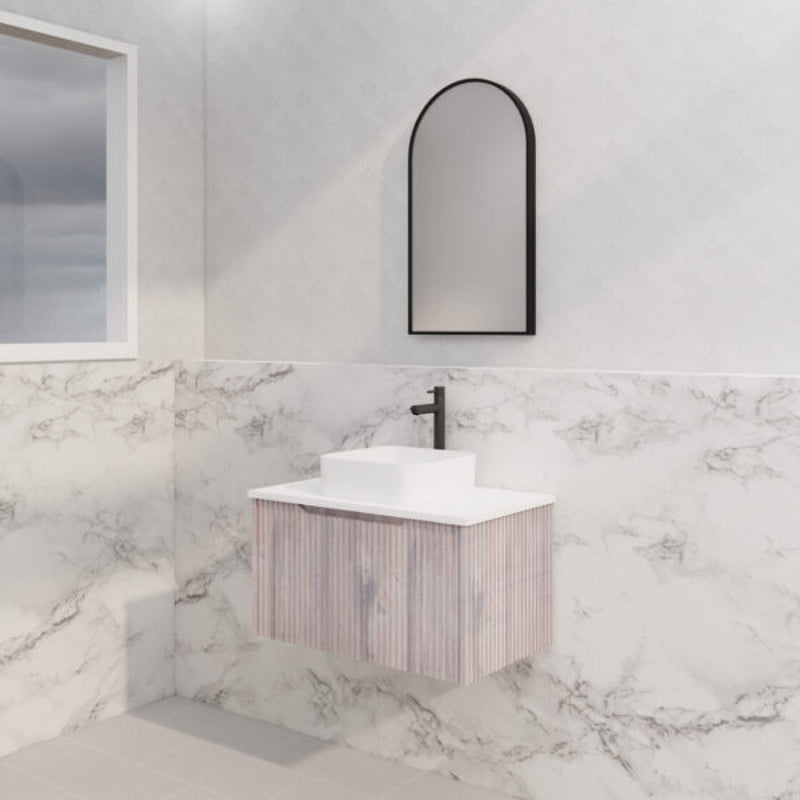 Riva Vienna 750mm White Oak Single Bowl Wall Hung Vanity (Carrara Stone top) - Sydney Home Centre