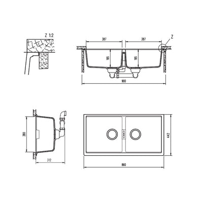 Schock Double Bowl Undermount Magma - Sydney Home Centre