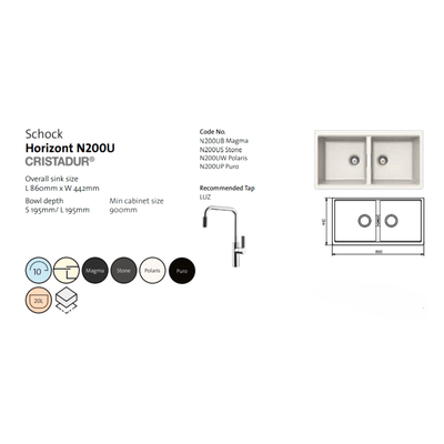 Schock Double Bowl Undermount Magma - Sydney Home Centre