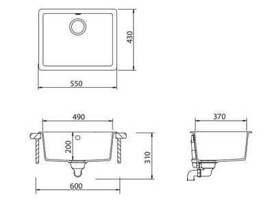 Schock Quadro Large Sink Bowl Alpina - Sydney Home Centre