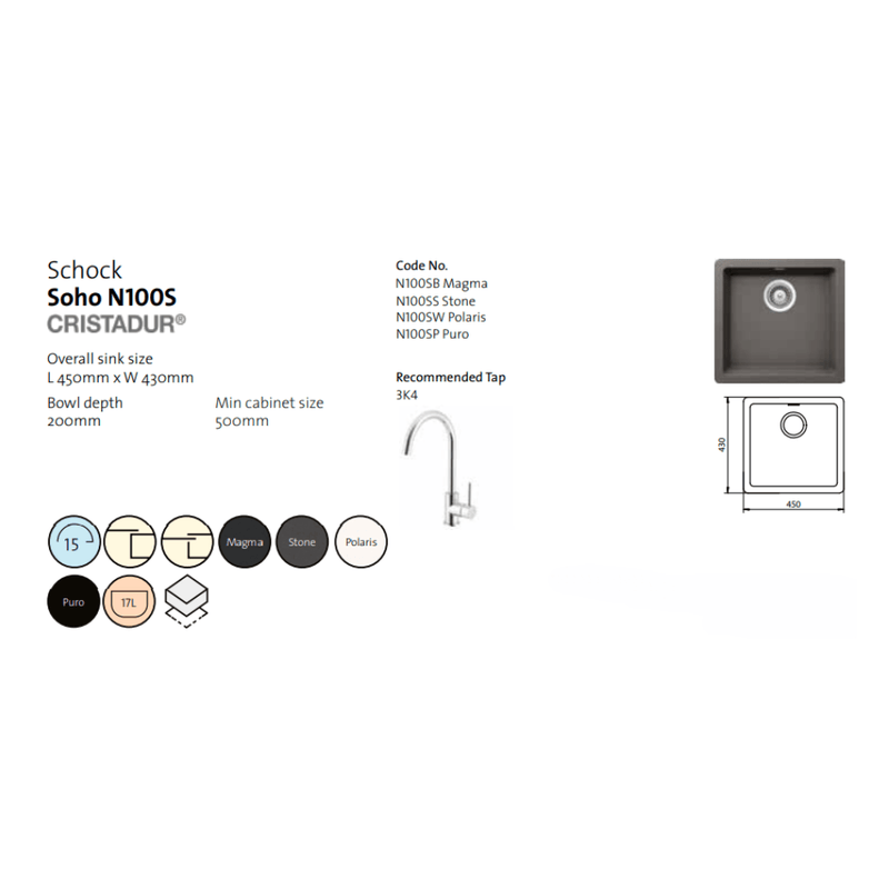 Schock SOHO Single Bowl Polaris - Sydney Home Centre