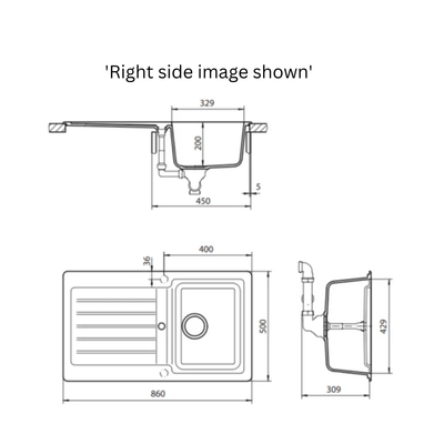 Schock Typos Single Left Hand Bowl Sink With Drainer Croma 1TH - Sydney Home Centre