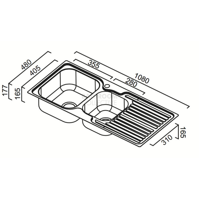 Abey Entry 1 & 3/4 Right Hand Bowl Sink Stainless Steel