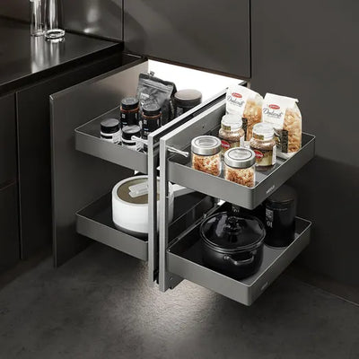 Higold Shearer PRO Show Hand Magic Corner II Pull Out Kitchen Storage Fits 900mm Blind Corner Anthracite grey - Sydney Home Centre