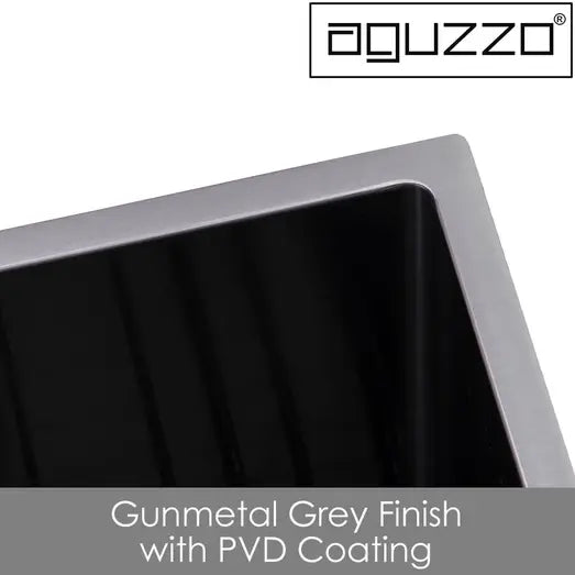 Aguzzo Stainless Steel Kitchen Sink 770mm Double Bowl Top/Under Mount Gunmetal Grey - Sydney Home Centre