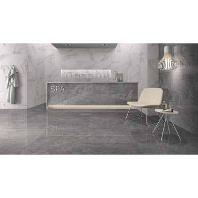 Stone Porcelain Statuario Light Grey 600x600 Polished - Sydney Home Centre