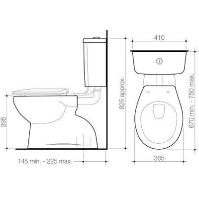 Stylus Venecia Connector Toilet Suite Bottom Inlet S Trap Soft Close Seat White - Sydney Home Centre