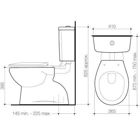 Stylus Venecia Connector Toilet Suite Bottom Inlet S Trap Soft Close Seat White - Sydney Home Centre