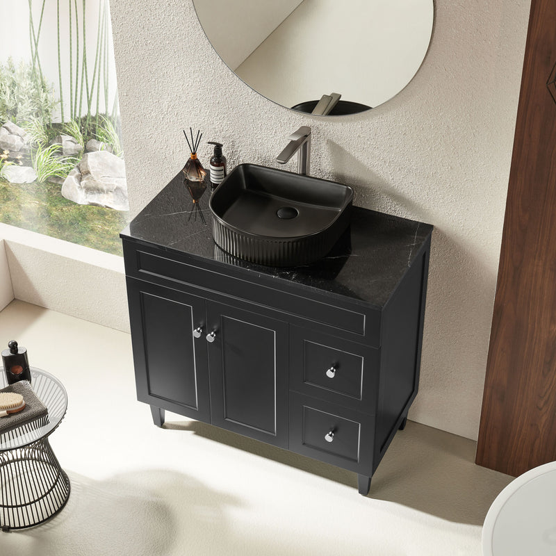 Ceto Harrington 900mm Right Hand Drawer Freestanding Vanity Matte Black (Cabinet Only) - Sydney Home Centre