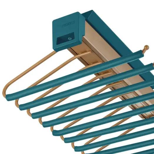 Higold B Series Trousers Holder Top Mount Holds 9 Pairs Teal with Satin Champagne - Sydney Home Centre