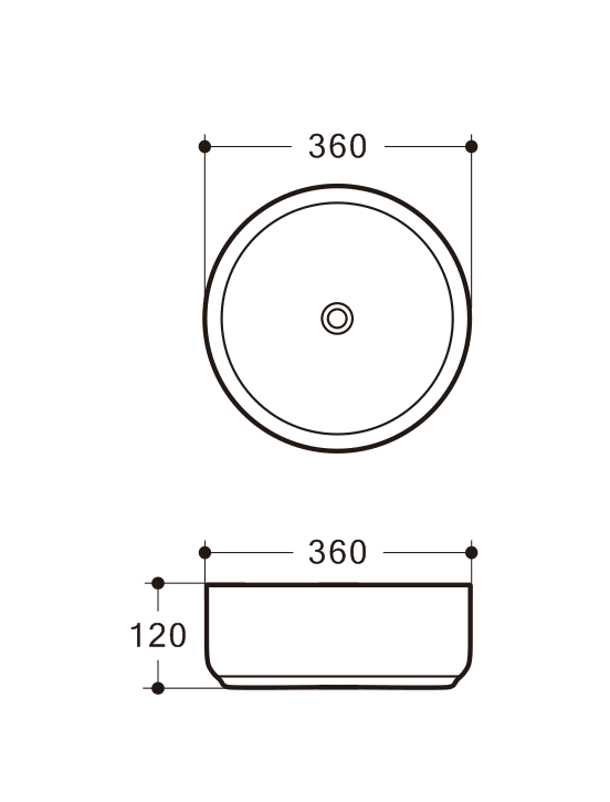 Viva ABS 499 Round 360mm Ceramic Above Counter Basin Gloss White - Sydney Home Centre