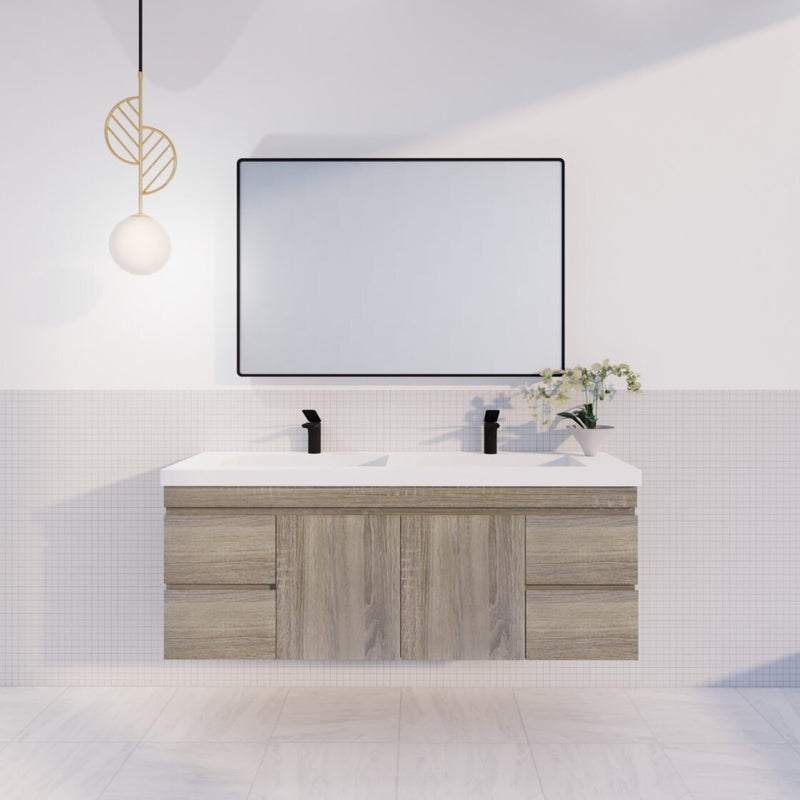 Viva ABS DF 1500mm Dark Oak Double Bowl Wall Hung Vanity (Cabinet Only) - Sydney Home Centre