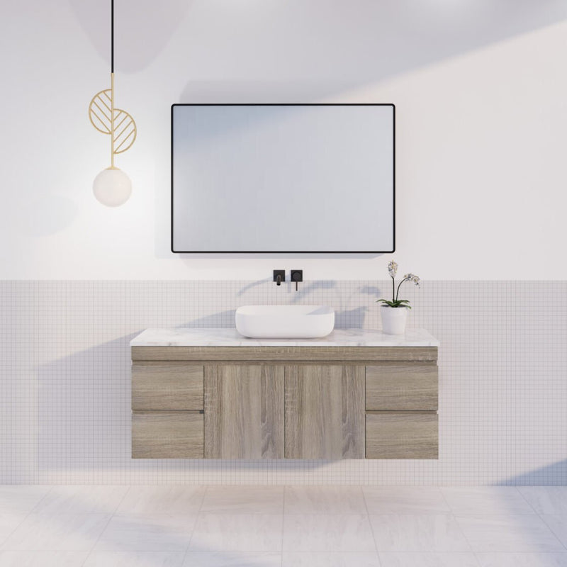 Viva ABS DF 1500mm Dark Oak Single Bowl Wall Hung Vanity (Cabinet Only) - Sydney Home Centre