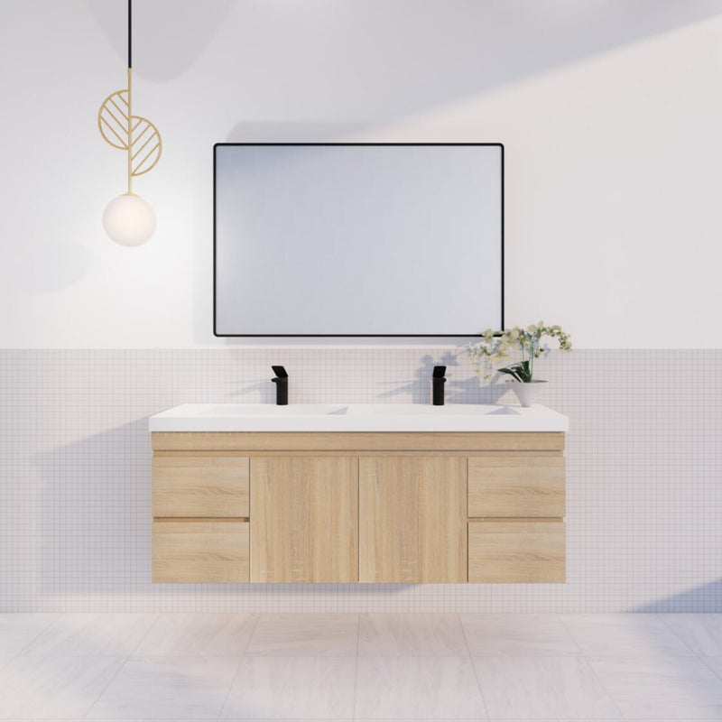 Viva ABS MF 1500mm Light Oak Double Bowl Wall Hung Vanity (Cabinet Only) - Sydney Home Centre