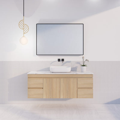 Viva ABS MF 1500mm Light Oak Single Bowl Wall Hung Vanity (Handy Ceramic Top) - Sydney Home Centre