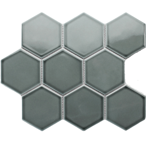 Water Green Gloss Porcelain Glazed 95x110mm Hexagon - Sydney Home Centre