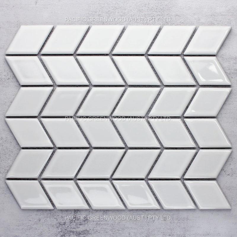 White Gloss 48x48mm Rhombus - Sydney Home Centre