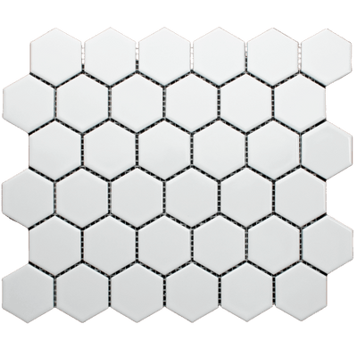 White Gloss Porcelain Glazed 51x59mm Hexagon - Sydney Home Centre