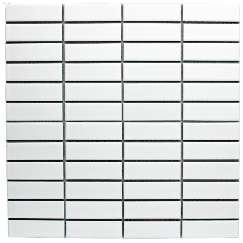 White Matte Porcelain Glazed 23x73mm Rectangle - Sydney Home Centre