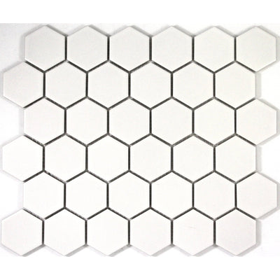 White Matte Porcelain Glazed 51x59mm Hexagon - Sydney Home Centre