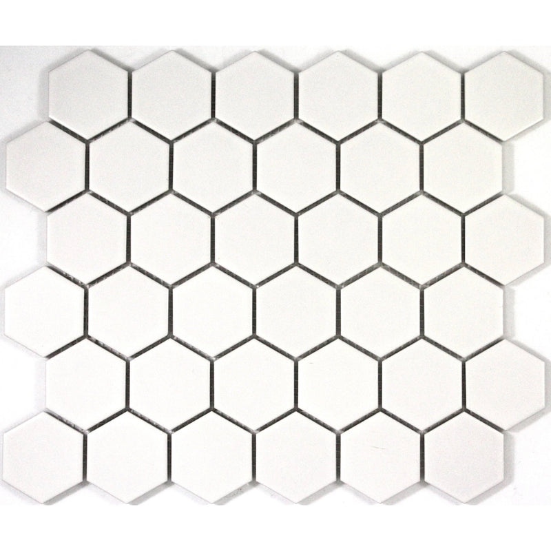 White Matte Porcelain Glazed 51x59mm Hexagon - Sydney Home Centre