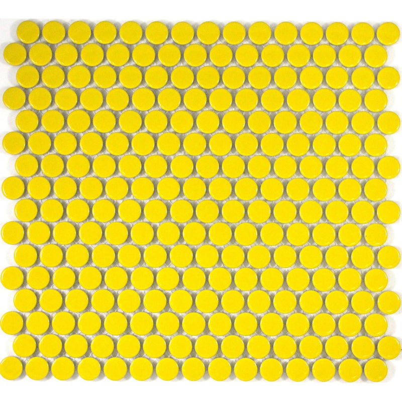 Yellow Gloss 19mm Diameter Glazed Porcelain Penny Round - Sydney Home Centre