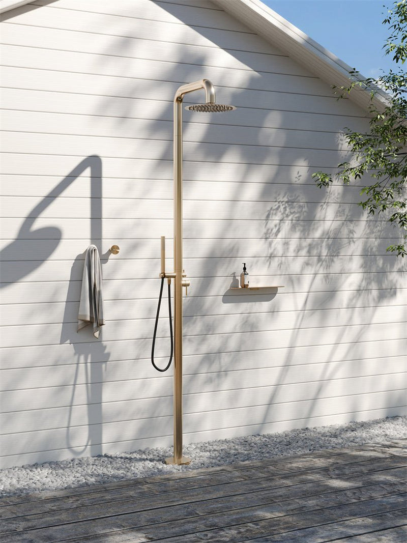 Zen SS316L Outdoor Freestanding Shower Column Brushed Gold - Sydney Home Centre