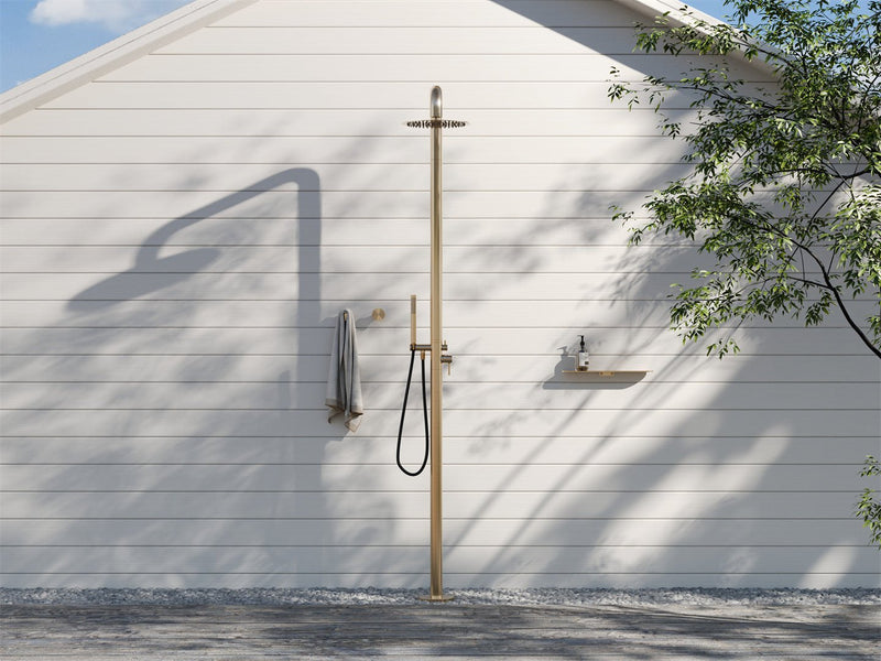 Zen SS316L Outdoor Freestanding Shower Column Brushed Gold - Sydney Home Centre