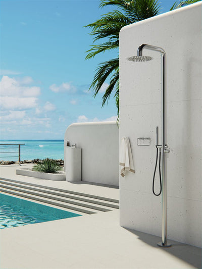 Zen SS316L Outdoor Freestanding Shower Column Brushed Nickel - Sydney Home Centre