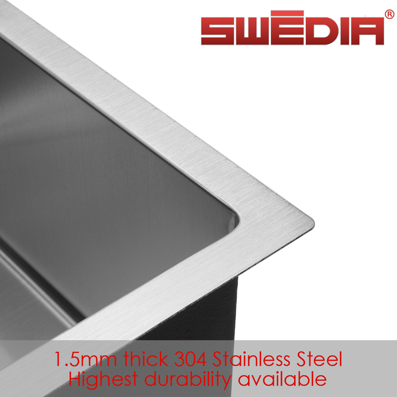 Swedia Dante 1.5mm Thick Stainless Steel 450mm Single Bowl Sink - Sydney Home Centre