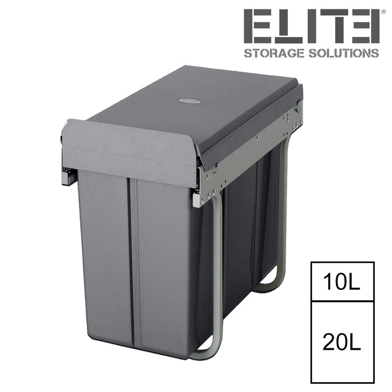 Grey Integrated Pull Out Kitchen Waste & Recycling Bin for 300mm