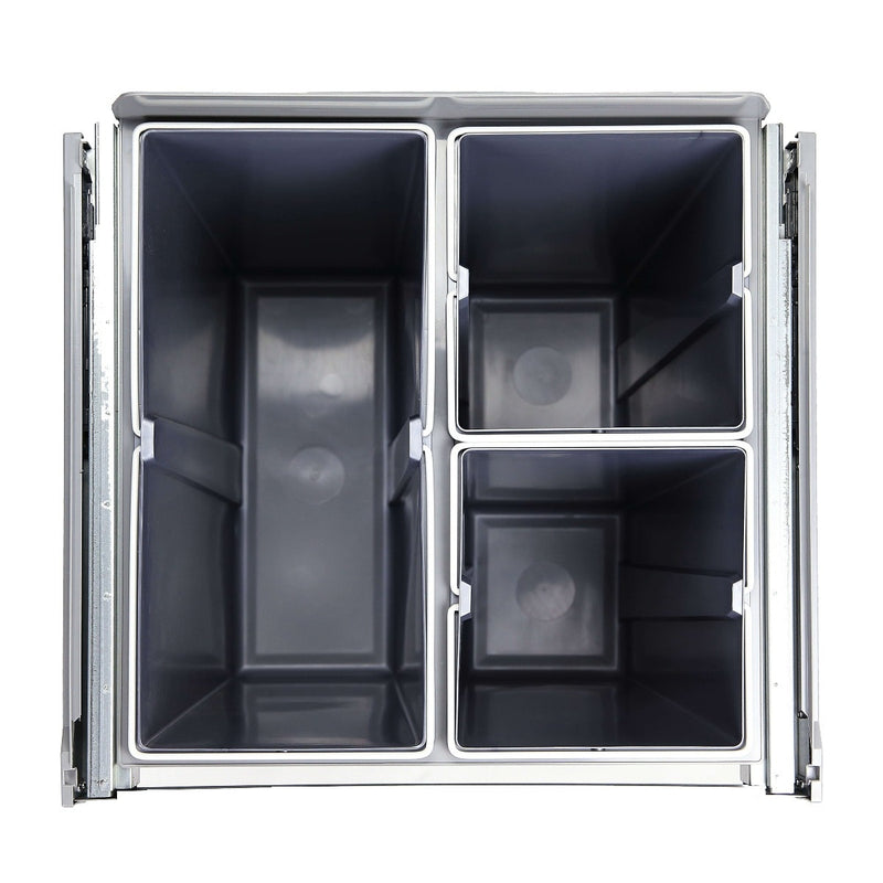 Elite Domestique Bottom Mounted 68L Triple Slide Out Concealed Waste Bin For A 600mm Cabinet Includes Optional Door Bracket Dark Grey - Sydney Home Centre