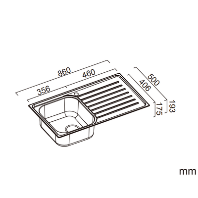 Abey Euronox Left Side Single Bowl Sink & Drainer Stainless Steel - Sydney Home Centre