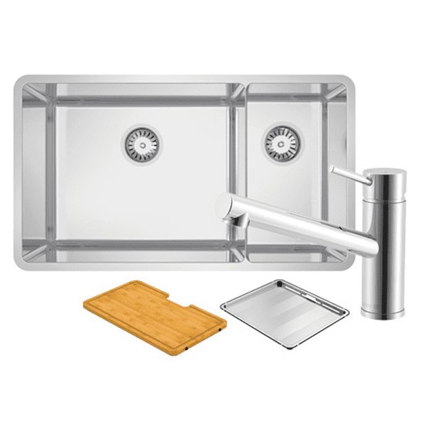 Abey Lucia 1 & 3/4 Bowl Sink Stainless Steel With Kitchen Mixer Pack - Sydney Home Centre