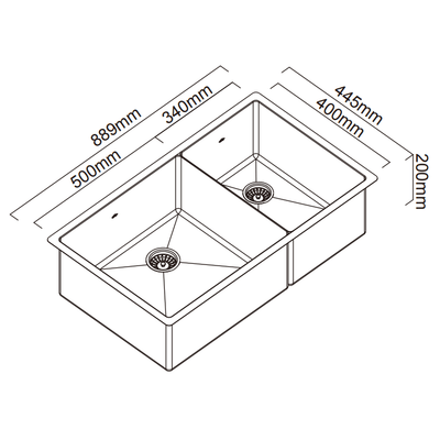 Abey Piazza 1 & 3/4 Square Bowl Sink Black Pearl - Sydney Home Centre