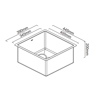 Abey Piazza 340 Square Bowl Sink Stainless Steel - Sydney Home Centre