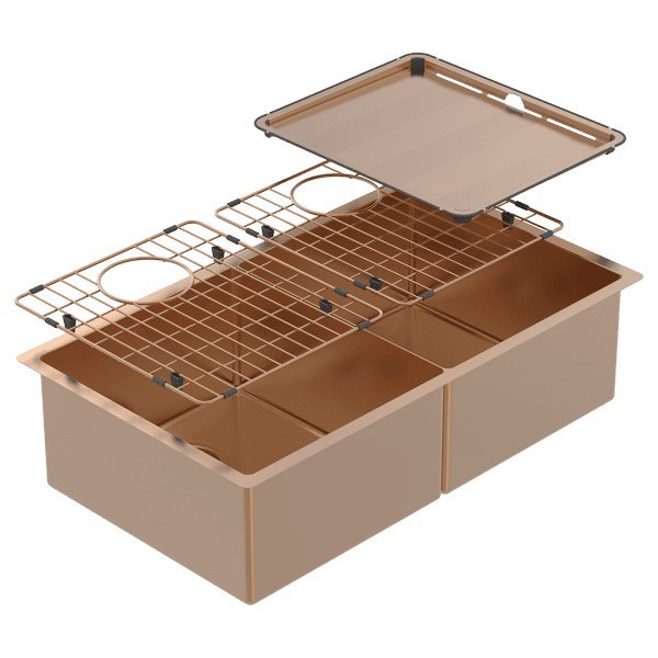 Abey Piazza Double Square Bowl Sink Artisan Copper - Sydney Home Centre