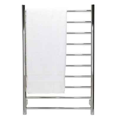 Aguzzo EZY FIT 600mm x 920mm Round Tube Dual Wired Heated Towel Rail Brushed Nickel - Sydney Home Centre