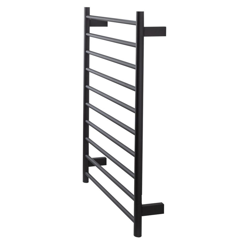 Aguzzo EZY FIT 600mm x 920mm Round Tube Dual Wired Heated Towel Rail Matte Black - Sydney Home Centre