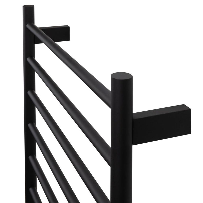 Aguzzo EZY FIT 600mm x 920mm Round Tube Dual Wired Heated Towel Rail Matte Black - Sydney Home Centre