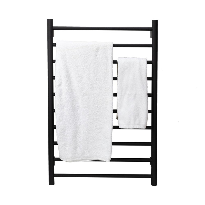 Aguzzo EZY FIT 600mm x 920mm Round Tube Dual Wired Heated Towel Rail Matte Black - Sydney Home Centre