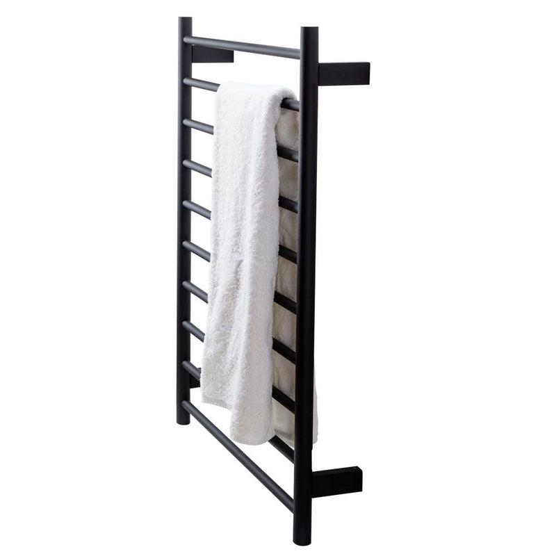 Aguzzo EZY FIT 600mm x 920mm Round Tube Dual Wired Heated Towel Rail Matte Black - Sydney Home Centre