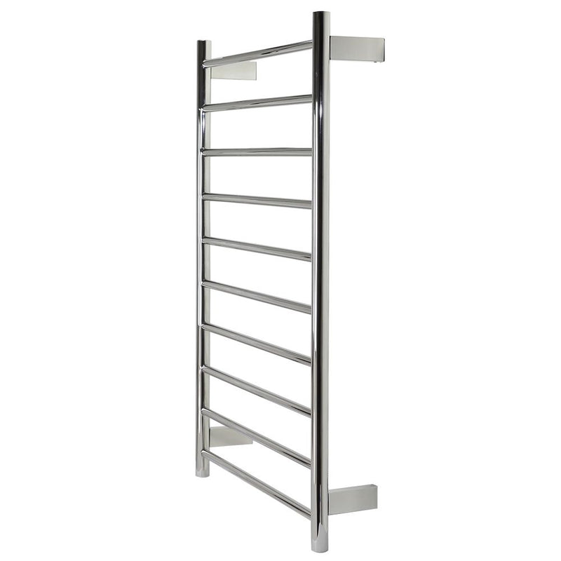 Aguzzo EZY FIT 600mm x 920mm Round Tube Dual Wired Heated Towel Rail Polished Stainless Steel - Sydney Home Centre