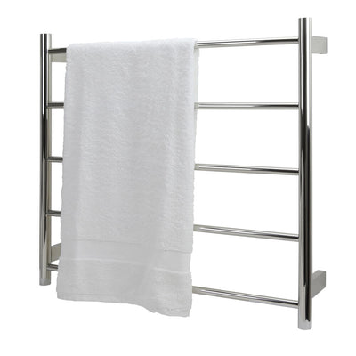 Aguzzo EZY FIT 750mm x 700mm Round Tube Dual Wired Heated Towel Rail Brushed Nickel - Sydney Home Centre